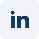 LinkedIn icon with lowercase 'in' on a blue rounded square background.