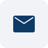 Dark blue square icon with rounded corners featuring a simple envelope symbol.