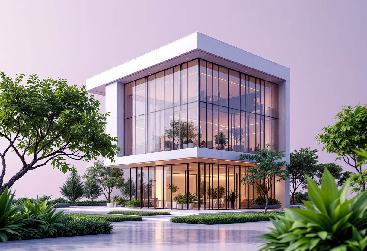 image of corporate office building (for a green tech/cleantech company)