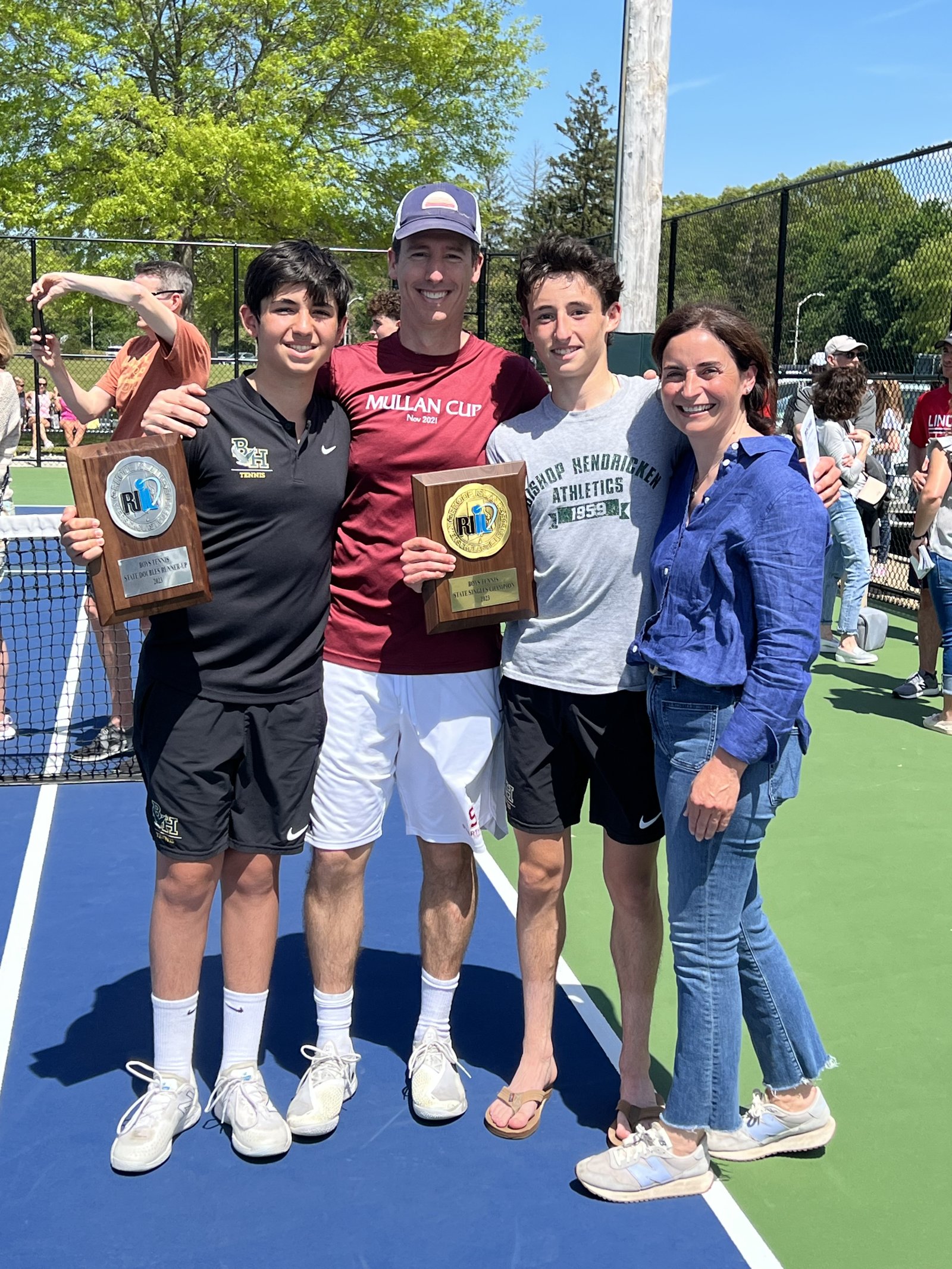 Chris with Jack and Shane at the Rhode Island state tennis finals, 2023