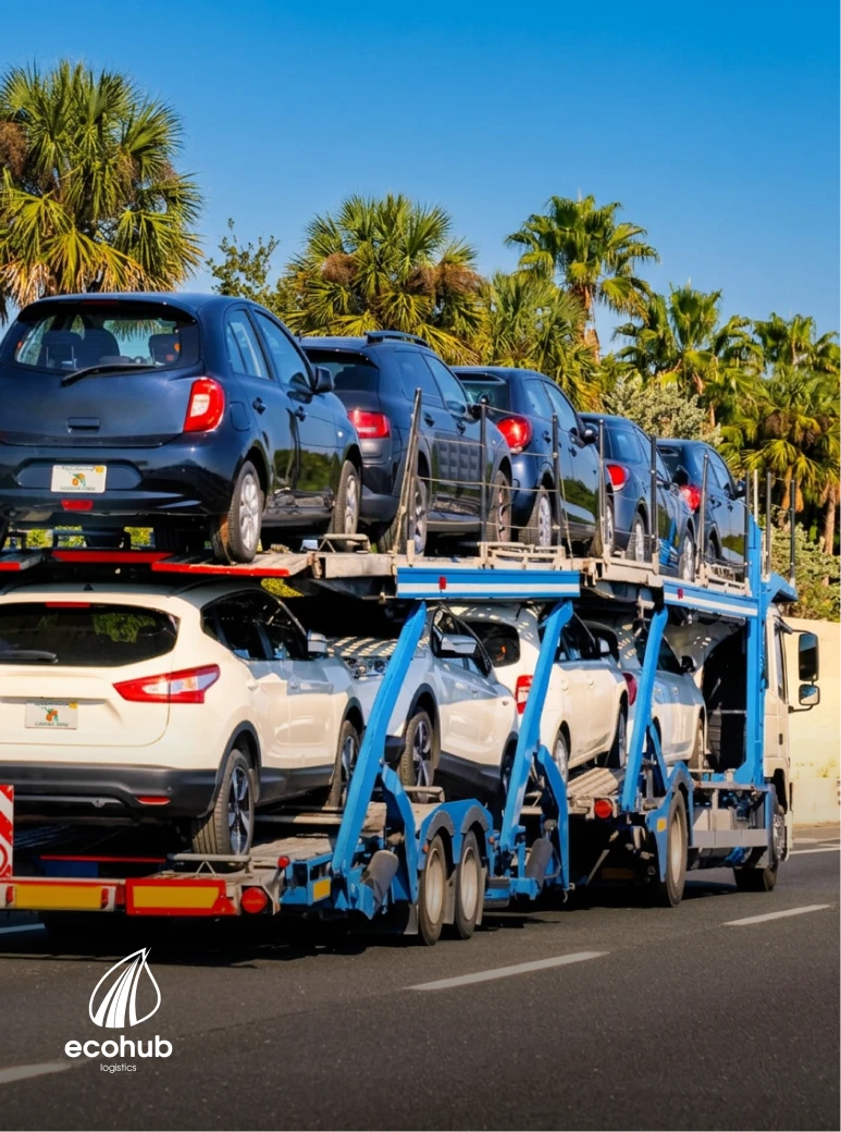 Car hauler transporting vehicles in St. Cloud, FL for EcoHub Logistics car shipping