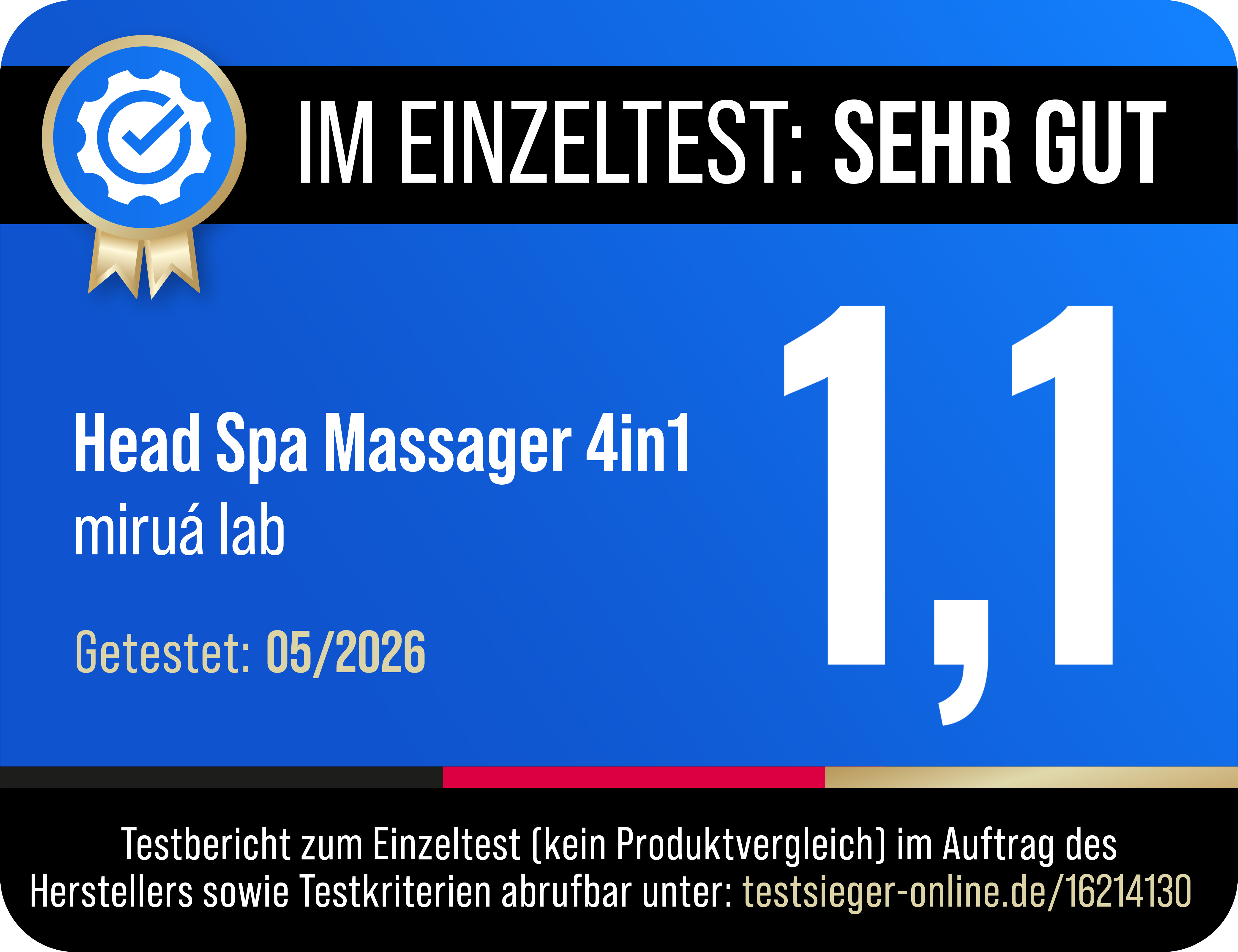 Gütesiegel Sehr gut 1,1