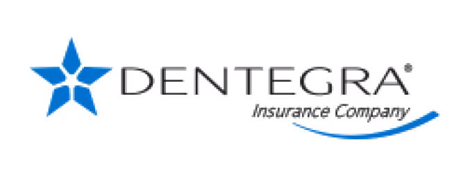 Dentegra Insurance Company logo with blue star and curved line.