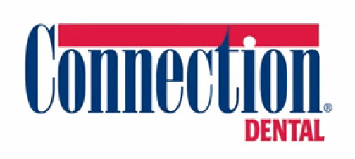 Connection Dental logo with blue text and red underscore under 'Connection', red 'Dental' text.