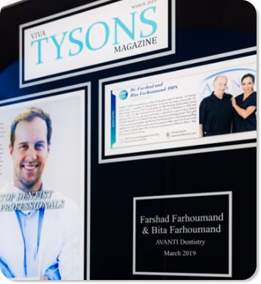 Viva Tysons Magazine cover featuring dentists Farshad and Bita Farhoumand from Avanti Dentistry, March 2019.