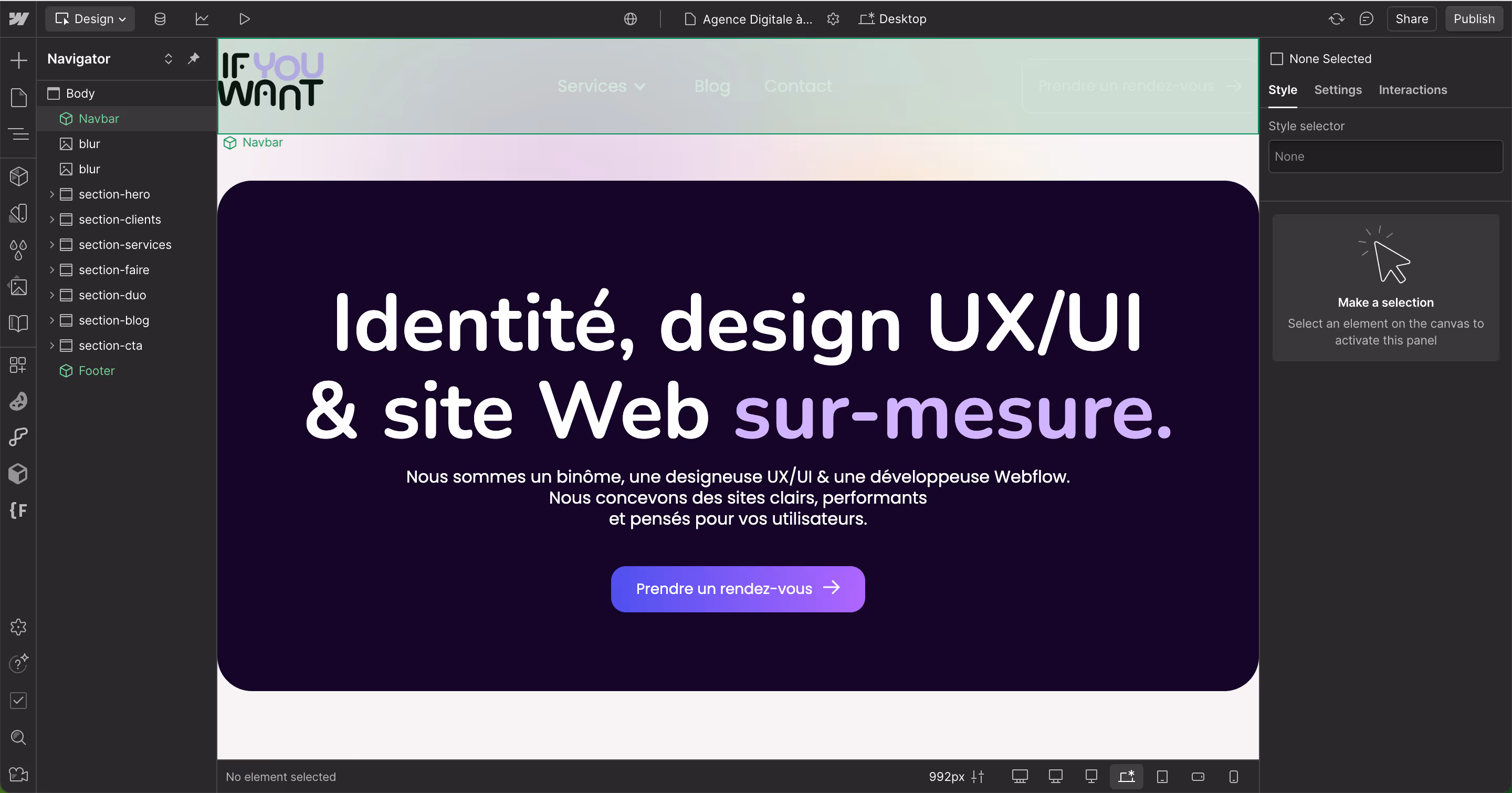 Webflow Designers Interface