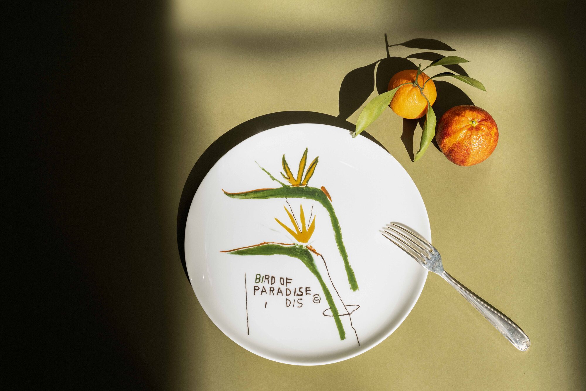 Hand-painted plate with citrus styling