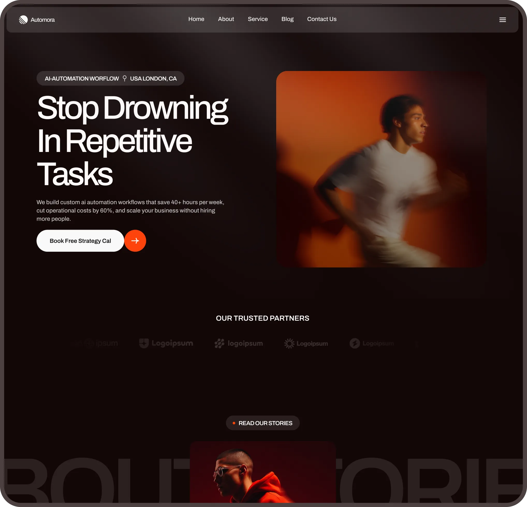 AI automation agency website homepage section preview