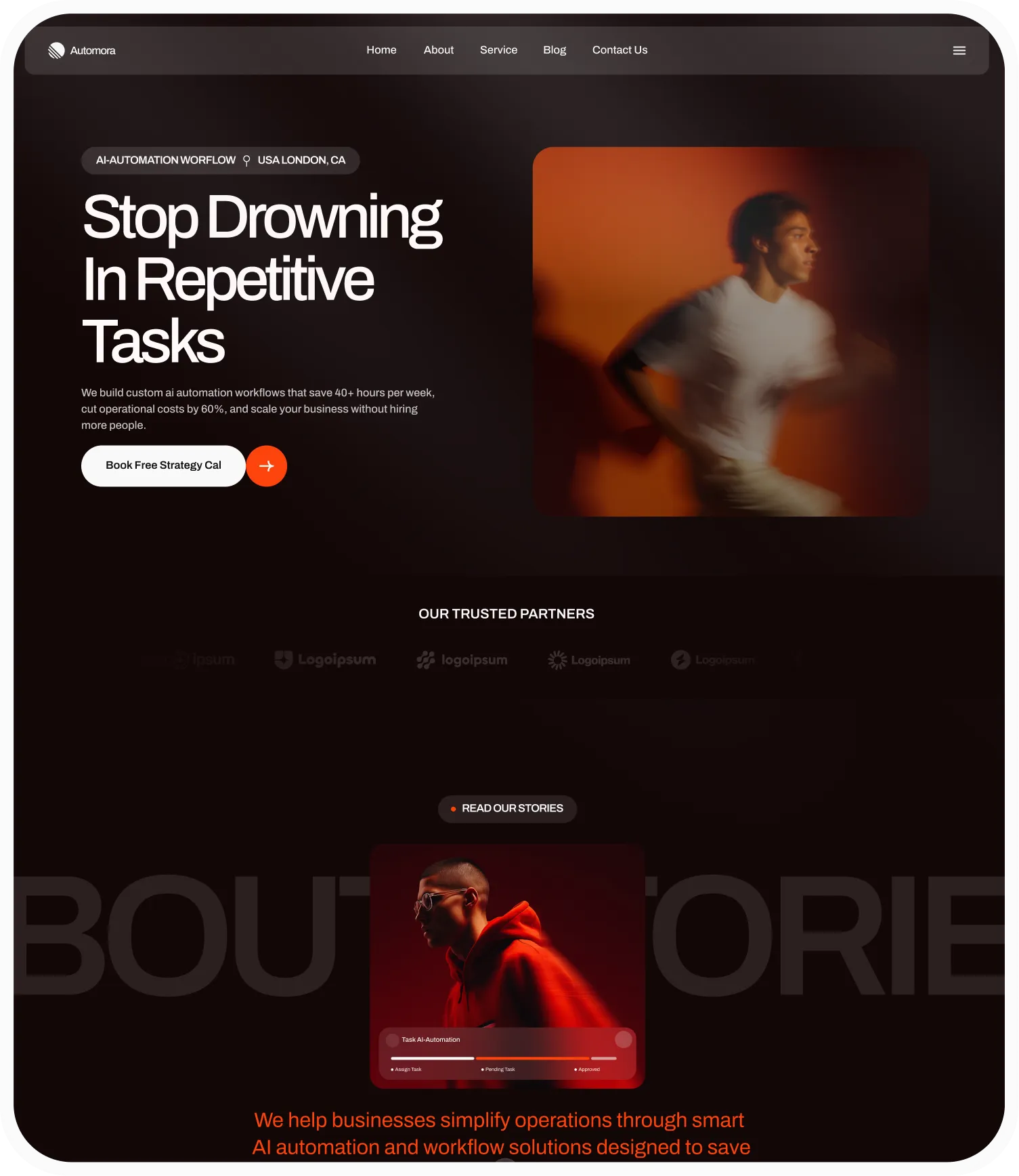 Automora home page one layout preview