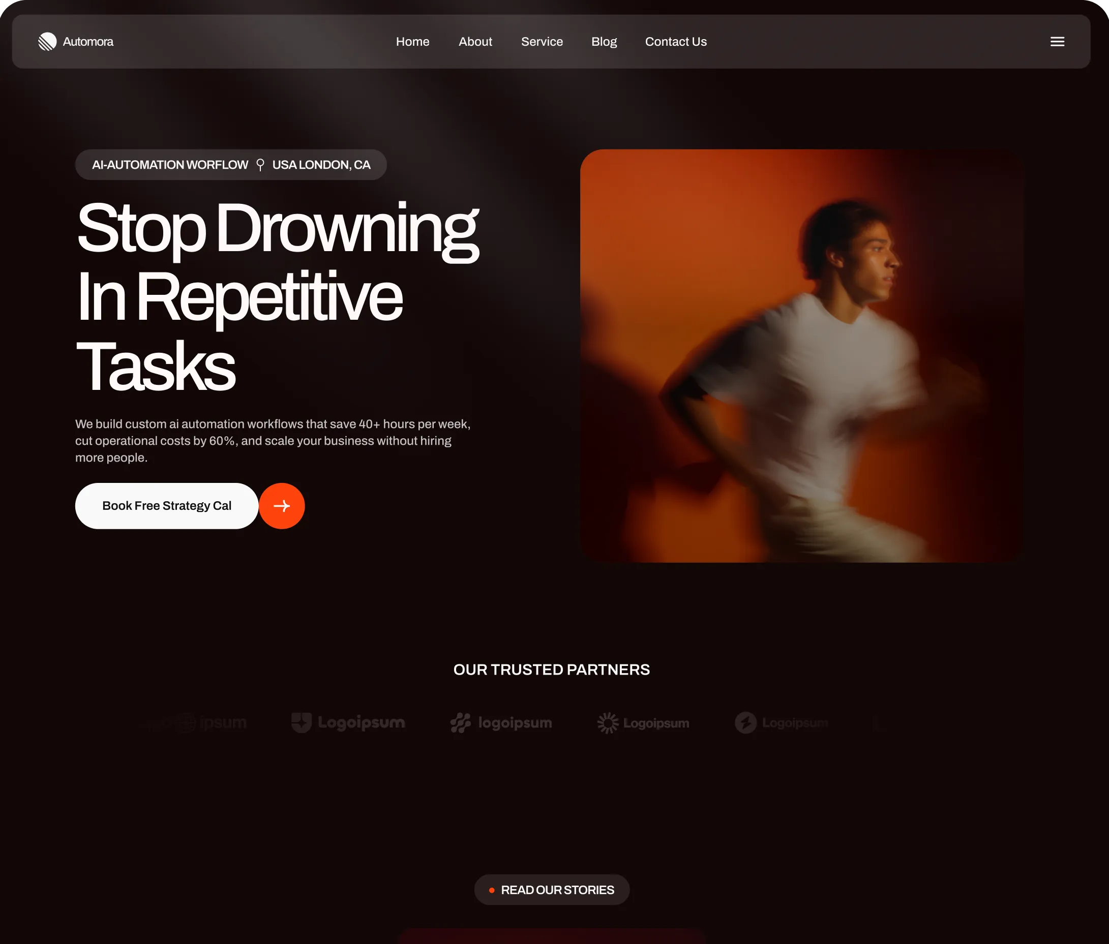 Automora AI workflow agency homepage layout preview