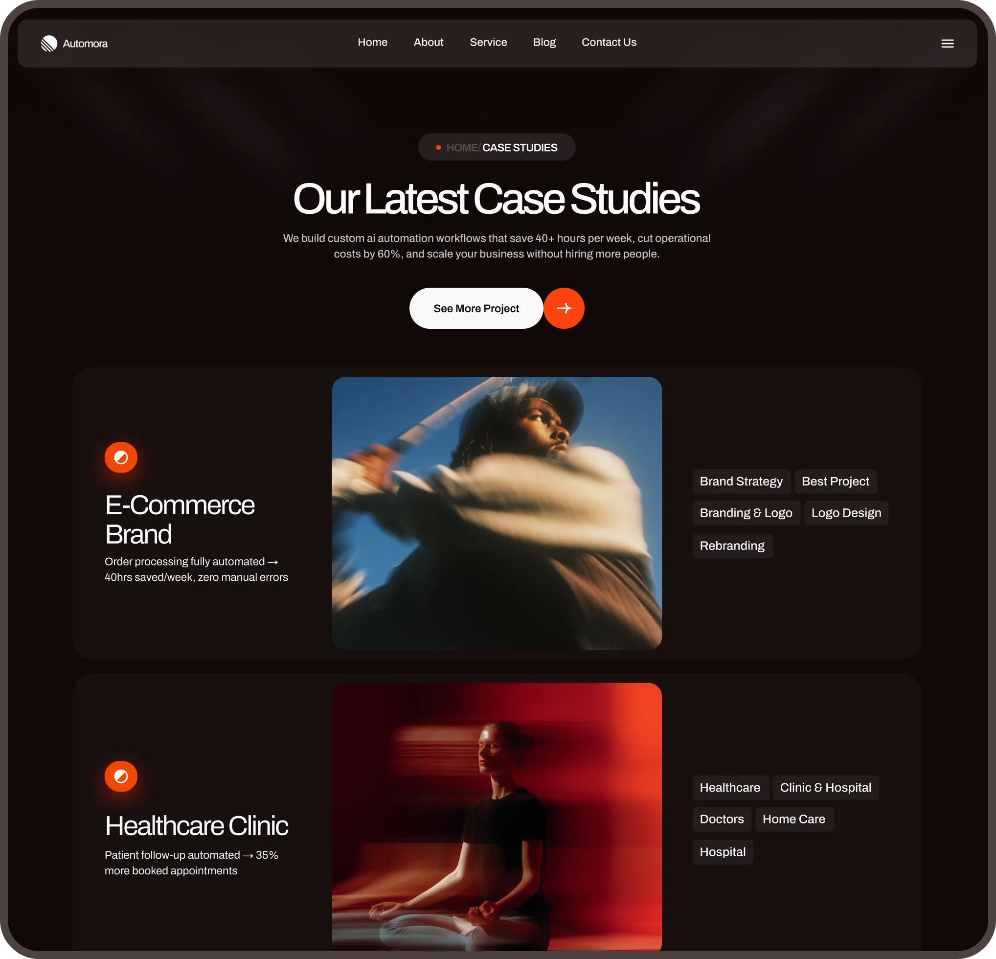 Automora case study listing page preview for automation projects
