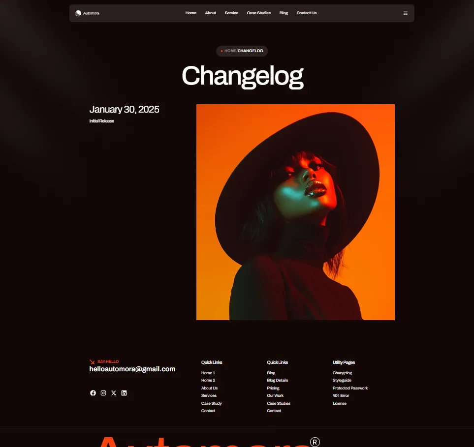 Automora changelog page preview