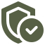 Shield icon with checkmark representing protection or security.