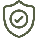 Shield icon with a checkmark symbolizing security or protection.