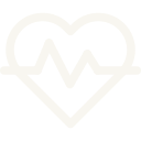 Heart shape outline with an electrocardiogram line inside representing heartbeat.