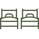 Icon of two single beds side by side with pillows and bed frames.
