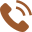 Orange telephone handset icon with a curved cord.