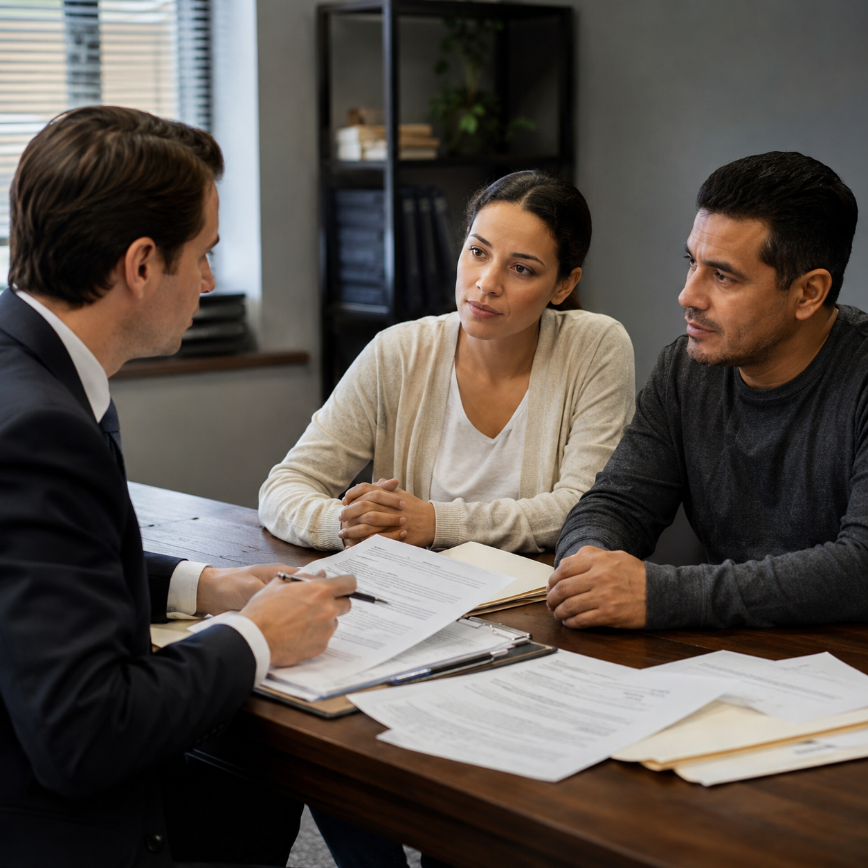 image of a family discussing an insurance policy