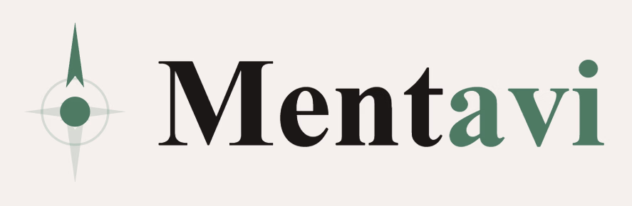 Logo mit Kompasssymbol links und Schriftzug Mentavi rechts.