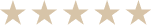 Fünf goldene Sterne auf transparentem Hintergrund, gleichmäßig nebeneinander angeordnet.