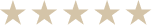 Fünf goldene Sterne auf transparentem Hintergrund, gleichmäßig nebeneinander angeordnet.