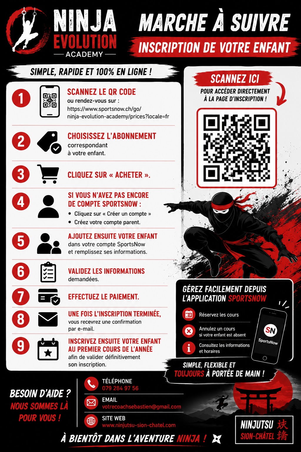 Marche à suivre inscription Kids Ninja Warrior