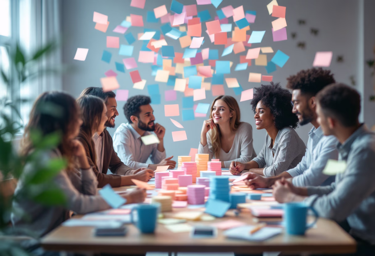 image of brainstorm session with sticky notes (for a b2b saas)