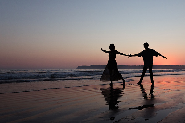 Sunset dance on the beach