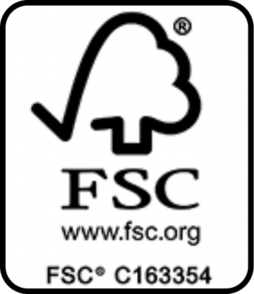 Forest Stewardship Council (FSC) certification logo with tree symbol and website URL.