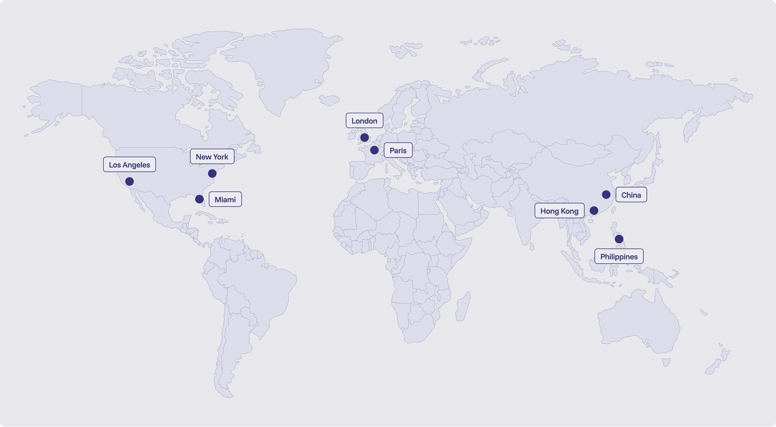 World map showing global sales offices and manufacturing operations