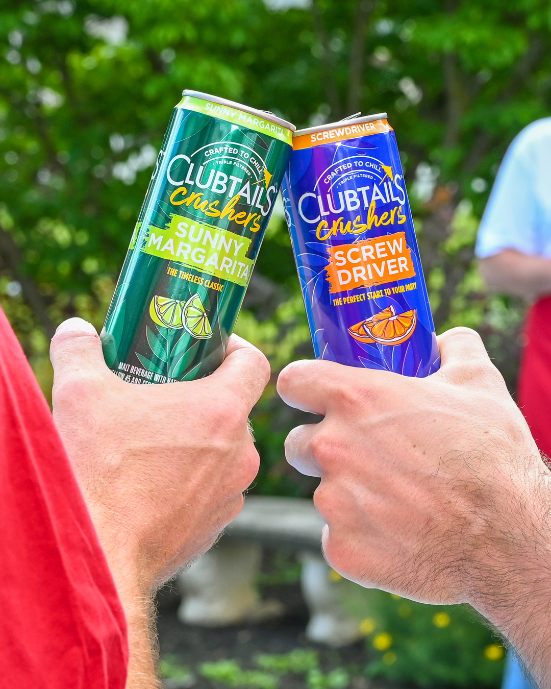 Clubtails Crushers Sunny Margarita and Screwdriver cans outdoors