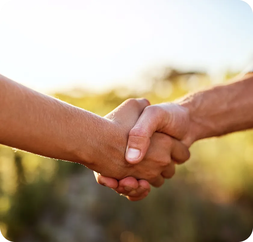 Handshake symbolizing Valorizen's partnership with grant applicants and funding bodies