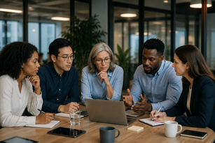 image of founders with a shared moment (for a edtech)
