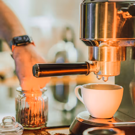 Coffee machine in use