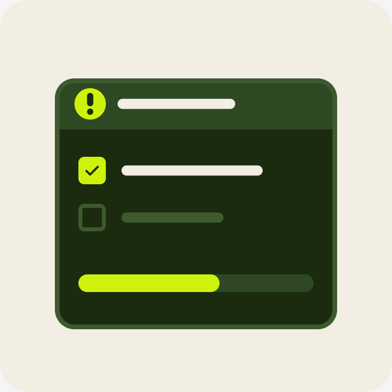Illustration: uppdragslogg med checkboxar