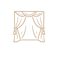 Curtain drape icon representing event concept design