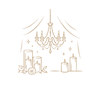 Chandelier with candles icon representing event design