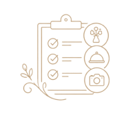 Vendor checklist icon with catering and photography symbols
