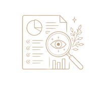Report document with magnifying glass icon representing budget analysis