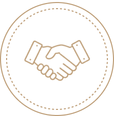Handshake icon representing client partnership