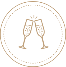 Two champagne flutes toasting icon