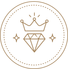 Icon of a crown and diamond representing luxury event quality