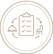 Icon of an event planning checklist with a service bell and chair