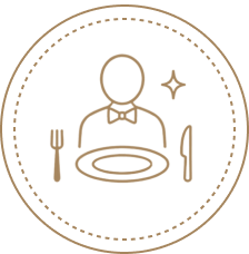 Icon of a waiter serving a plated dining course