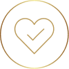 Heart with checkmark icon representing dedication