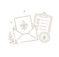 Icon of an invitation envelope with a guest checklist and wax seal