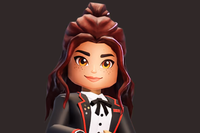 Sky, a Brookhaven character, in close up