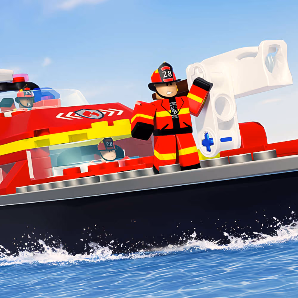 LEGO fireman on a boat in brookhaven