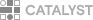 Catalyst text logo with a grid design of white squares on the left side.