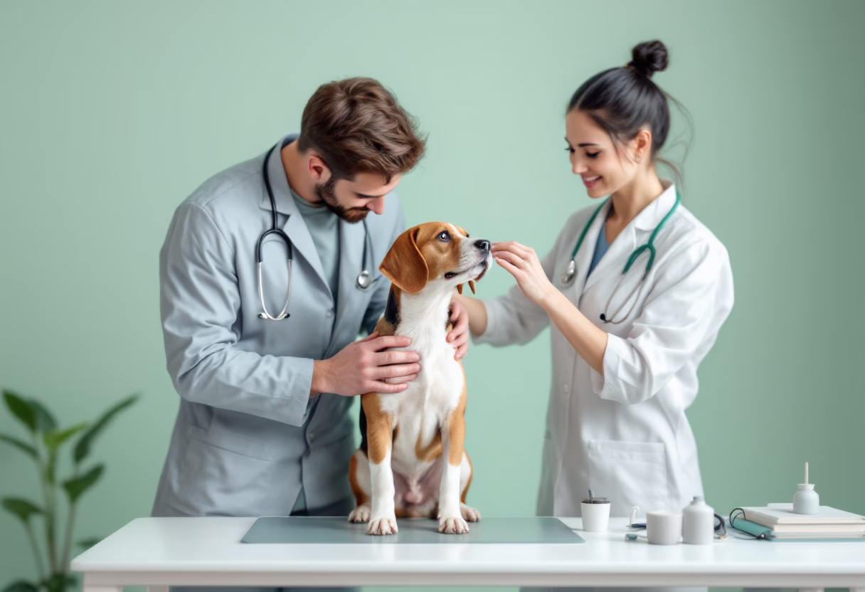 image of a routine checkup being performed (for a veterinary clinic)